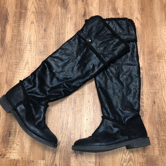 H&M Shoes - H&M Fabric Over the Knee Boot with Fur Lining